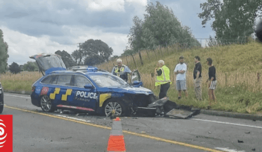 'Extensive damage' to vehicles after crash involving police car