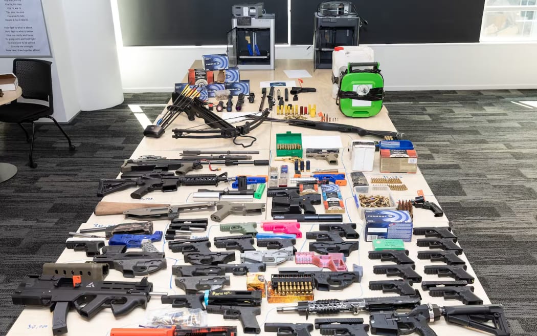 Some of the illegal guns found during Operation Black Onyx, a police operation that took place last year in co-ordination with Australian police, to tackle firearms offending.