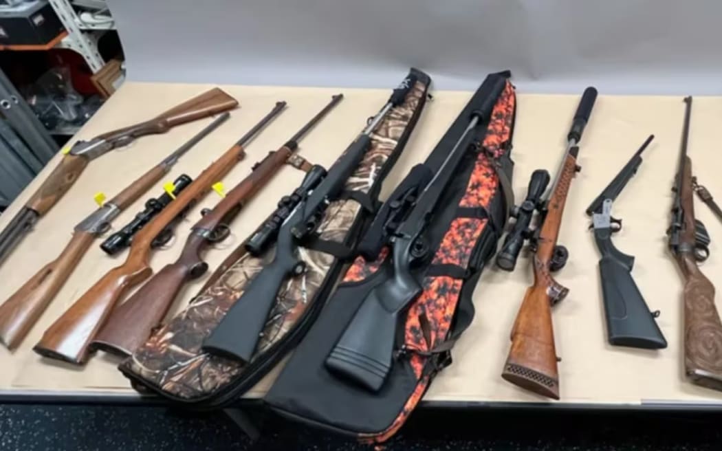 Some of the illegal guns found during Operation Black Onyx, a police operation that took place last year in co-ordination with Australian police, to tackle firearms offending.