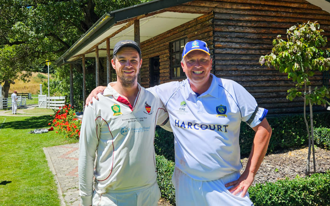 Harcourt team-mates Oliver Pascoe (left) and Callum Wright during Sunday's fixture