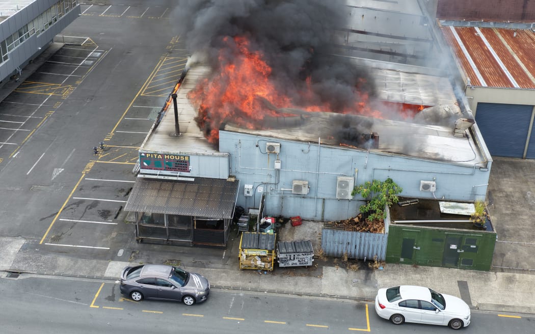A large fire at a business in Pakuranga.