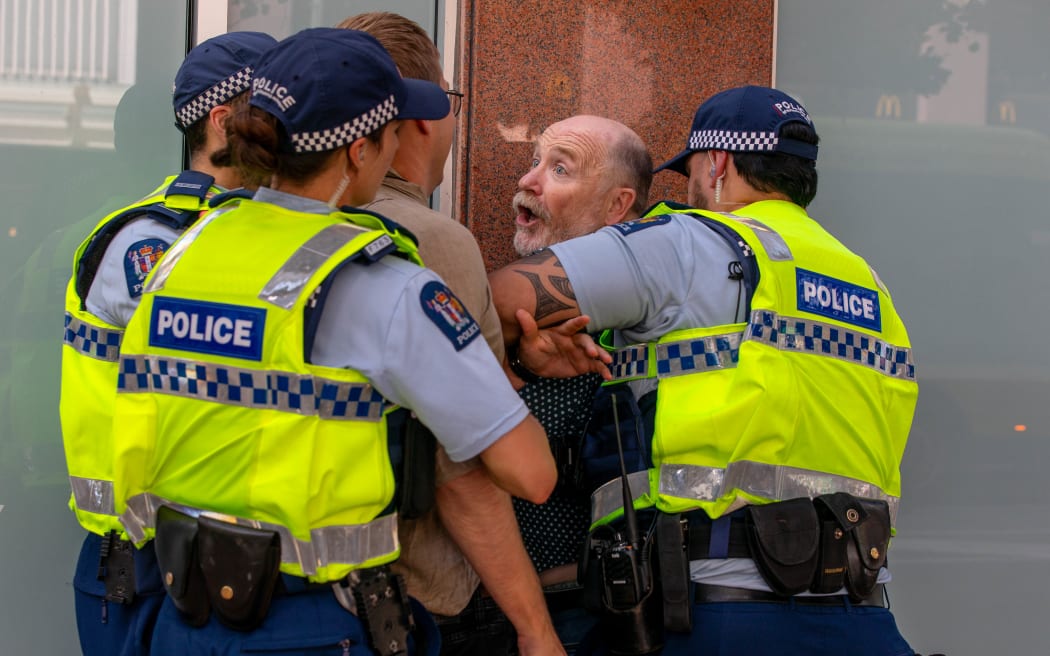 Former Wellington mayoral candidate Graham Bloxham is arrested by police.
