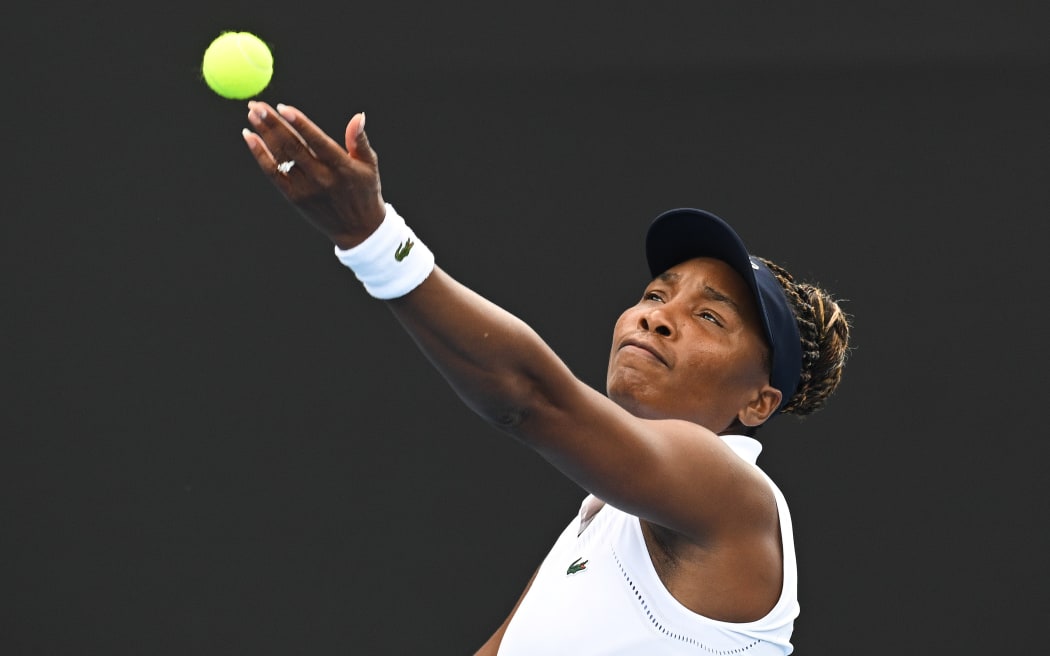 USA’s Venus Williams during her singles match at the 2026 ASB Classic Women’s Tennis Tournament at Manuka Doctor Arena, Auckland, New Zealand.