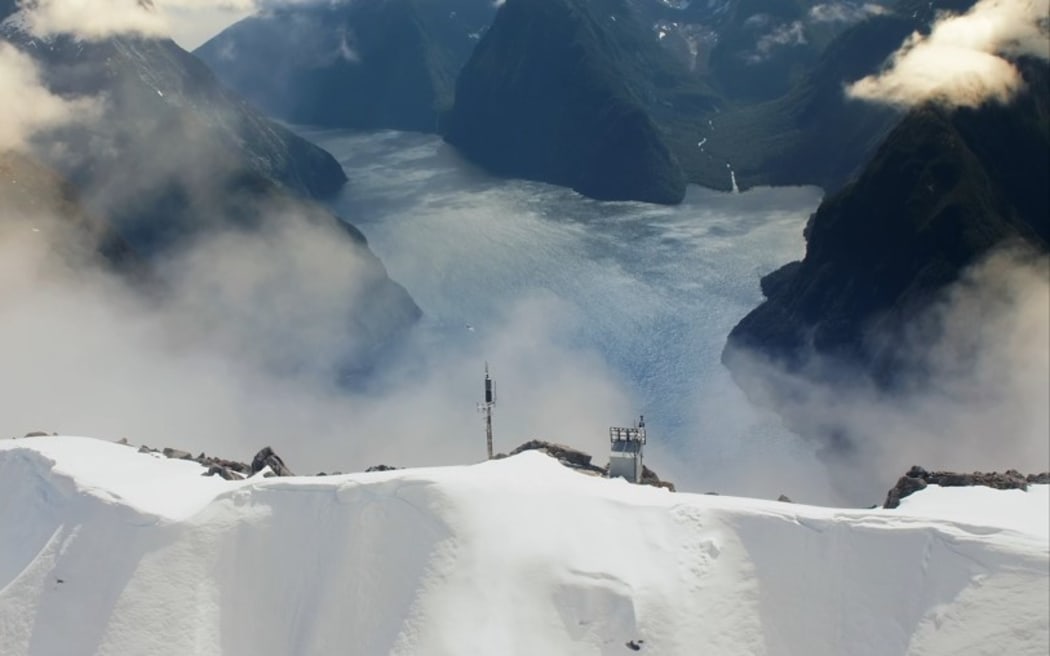 Milford Road Alliance's weather/camera station above Milford Sound.