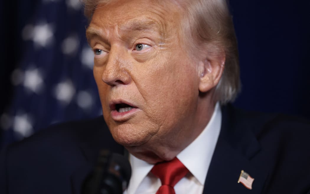 PALM BEACH, FLORIDA - DECEMBER 29: U.S. President Donald Trump holds a press conference with Israeli Prime Minister Benjamin Netanyahu at his Mar-a-Lago club on December 29, 2025 in Palm Beach, Florida. The two leaders held a bilateral meeting to discuss regional security in the Middle East as well as the U.S.-Israel partnership. Joe Raedle/Getty Images/AFP (Photo by JOE RAEDLE / GETTY IMAGES NORTH AMERICA / Getty Images via AFP)