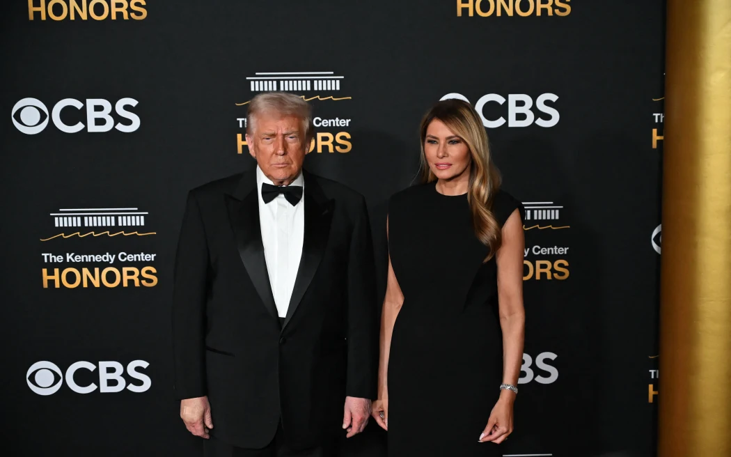 US President Donald Trump and First Lady Melania Trump arrive for the 48th Kennedy Center Honors gala at the Kennedy Center in Washington, DC, on December 7, 2025. (Photo by Alex WROBLEWSKI / AFP)