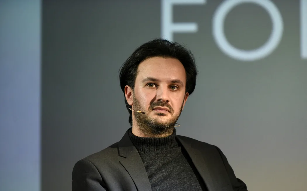 KYIV, UKRAINE - MARCH 2, 2023 - ommunications adviser to the Ukrainian Foreign Minister Heorhii Tykhyi attends the Kyiv StratCom Forum 2023 in Kyiv, capital of Ukraine.NO USE RUSSIA. NO USE BELARUS. (Photo by Ruslan Kaniuka / NurPhoto via AFP)