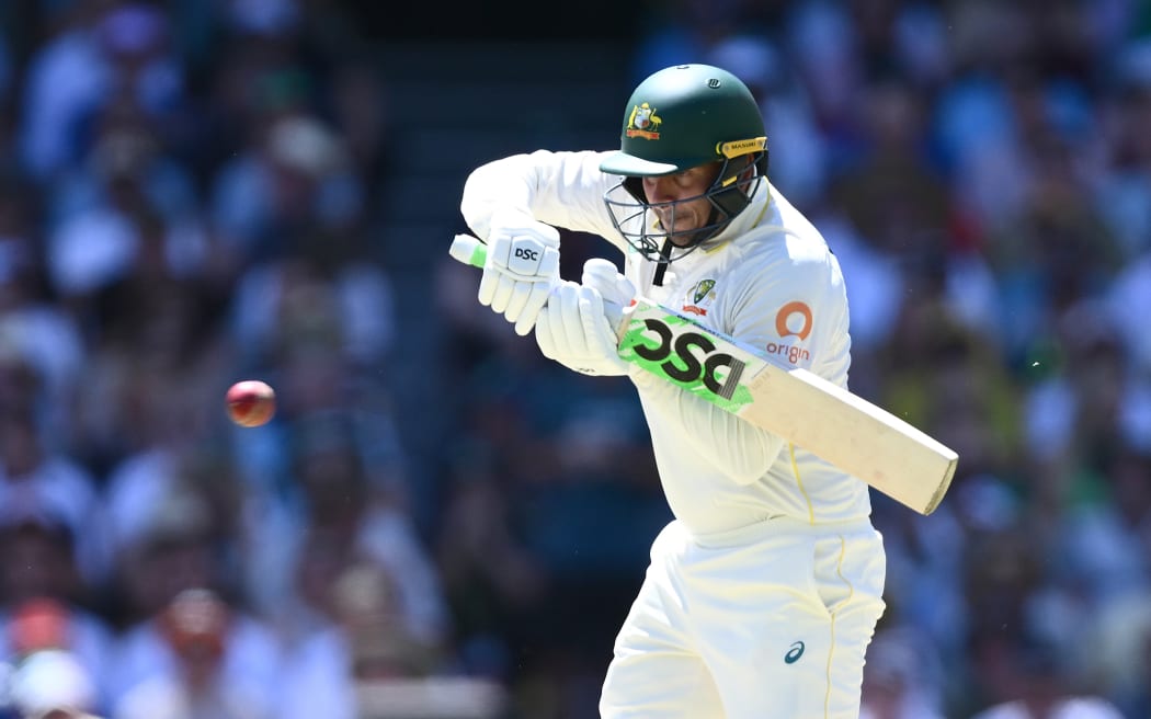 Usman Khawaja of Australia plays a shot during the third Ashes test against England in Adelaide, 17 December, 2025. (AAP Image/Joel Carrett/Photosport)