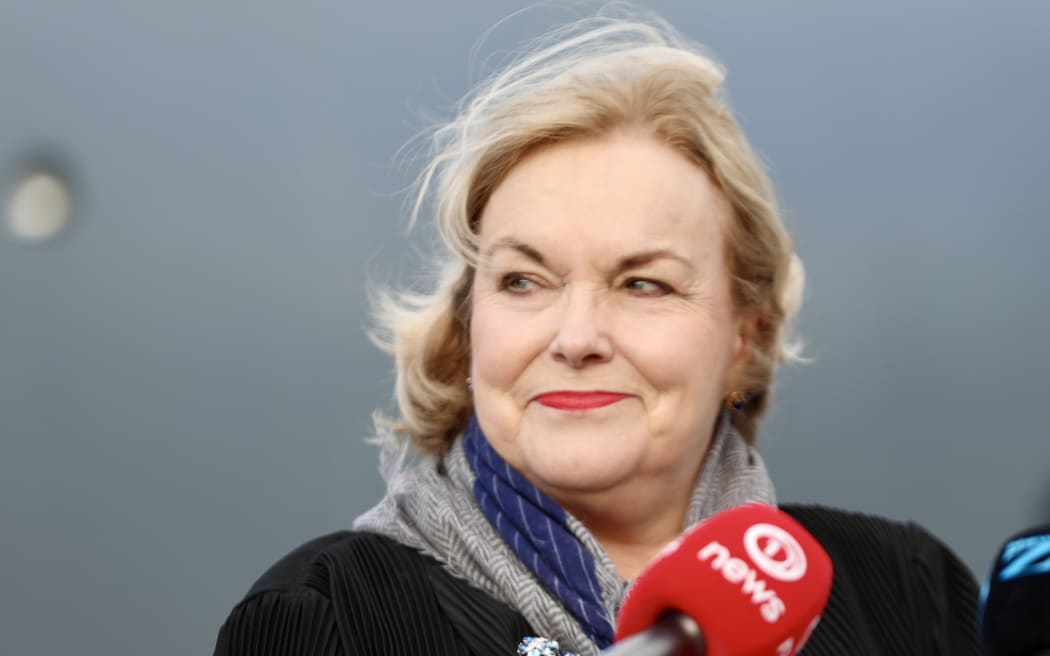 Judith Collins at the announcement that the Defence Force was sending a plane to the Middle East to assist any New Zealanders stranded in Iran or Israel on 22 June, 2025. This followed US strikes against Iranian nuclear facilities.
