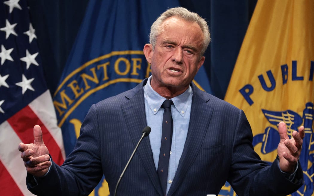 WASHINGTON, DC - APRIL 16: U.S. Secretary of Health and Human Services Robert F. Kennedy Jr. speaks during a news conference at the Department of Health and Human Services on April 16, 2025 in Washington, DC. Secretary Kennedy held a news conference to discuss the recent surge of autism cases.   Alex Wong/Getty Images/AFP (Photo by ALEX WONG / GETTY IMAGES NORTH AMERICA / Getty Images via AFP)