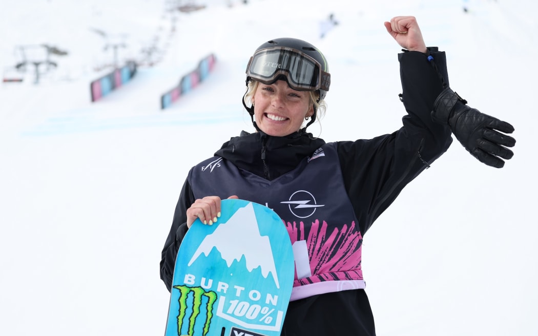 Zoi Sadowski-Synnott after winning gold at the world championships in Switzerland.