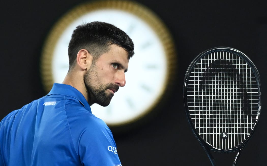 Novak Djokovic of Serbia during the 2025 Australian Open at Melbourne Park.
