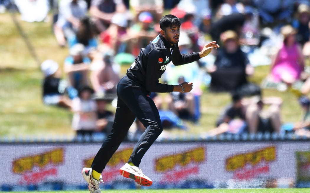Adi Ashok bowls for the Black Caps against Bangladesh in the second one-day international at Saxton Oval, Nelson, 20 December. 
©Copyright Photo: Chris Symes / www.photosport.nz