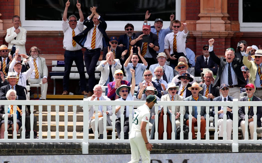 MCC Members get stuck in to Mitchell Starc of Australia during the 2nd Ashes Test at Lord’s Cricket Ground, 2023.