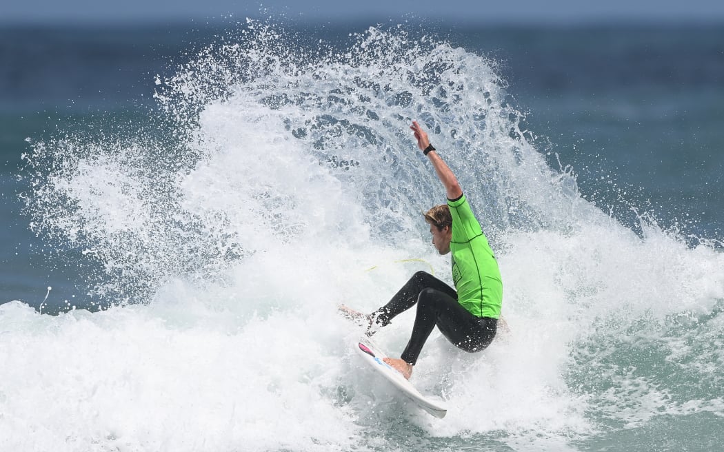Raglan's Billy Stairmand competes at the Surfing New Zealand National Championships 2021. Piha Beach, Auckland, 12 January 2021.
© image by Andrew Cornaga / www.Photosport.nz