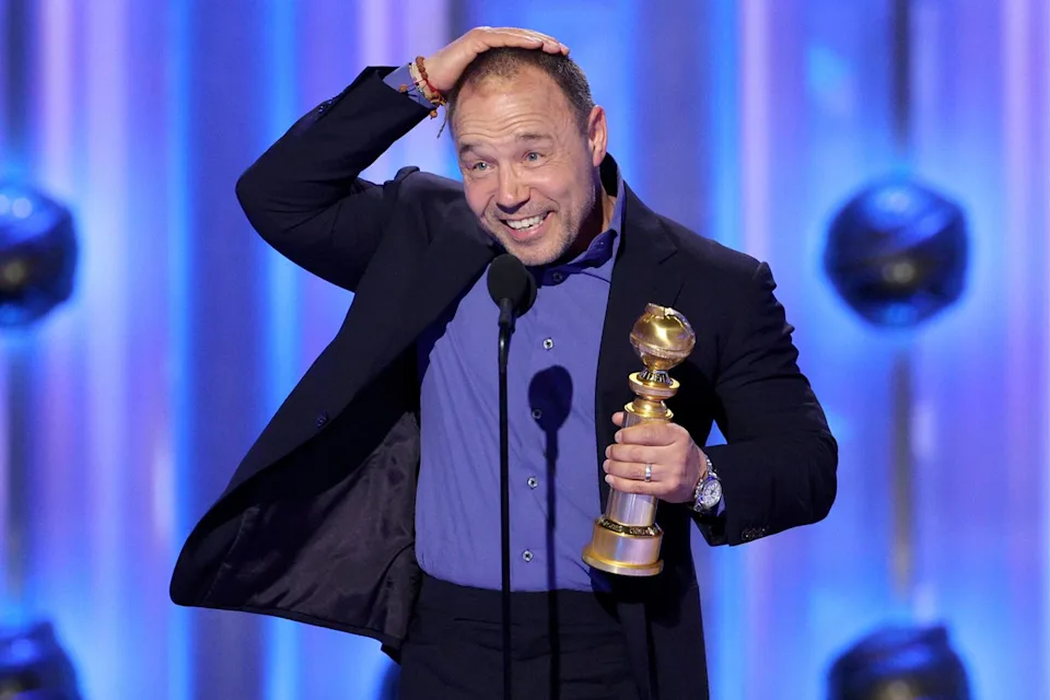 Kevork Djansezian/CBS Stephen Graham accepting his Golden Globe on Jan. 11, 2026