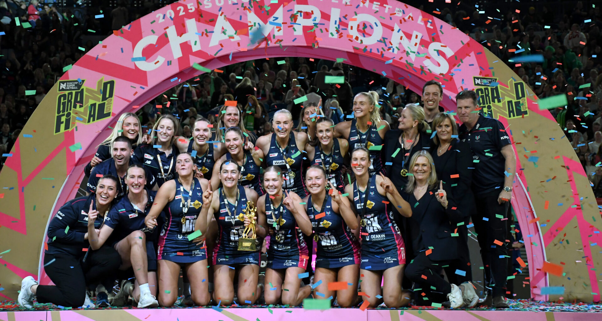 The 2025 Suncorp Super Netball premiers, the Melbourne Vixens. Image: Aliesha Vicars
