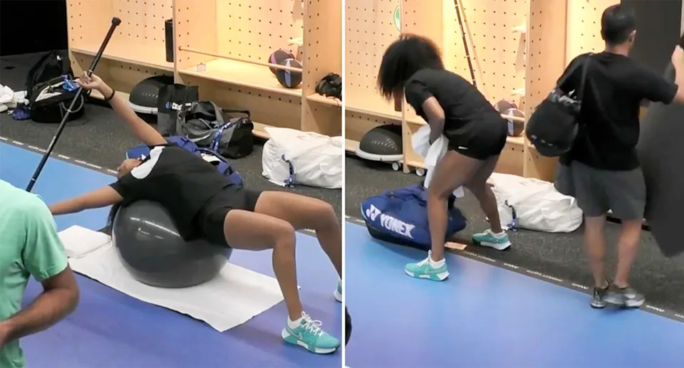 Naomi Osaka, pictured here abruptly aborting a warm-up drill at the Australian Open.