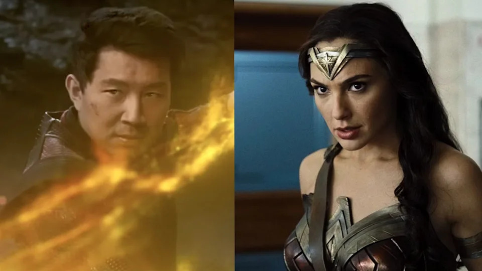  Simu Liu starring in Shang- Chi and the Legend of the Ten Rings, Gal Gadot as Wonder Woman in Zack Snyder's Justice League. 