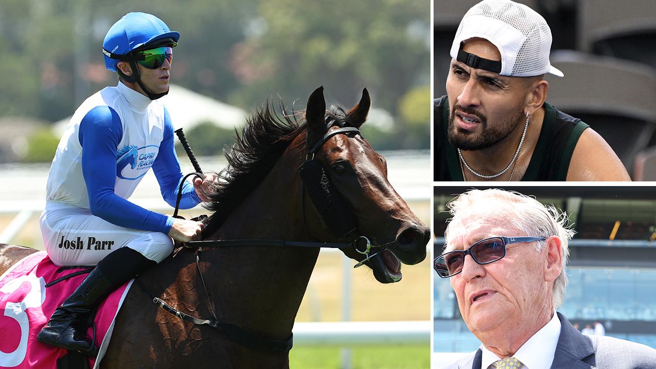 Seeiaye (left), the colt trained by Peter Snowden (bottom right) and part-owned by tennis star Nick Kyrgios (top right), is out of next Saturday