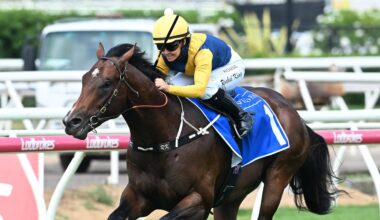 The Bjorn Baker-trained Warwoven (Rachel King) wins a key lead-up race to the Magic Millions 2YO Classic at Eagle Farm on Saturday. Picture: Grant Peters / Trackside Photography