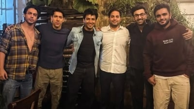 Ranbir Kapoor and Aryan Khan opted for a casual look for the outing.