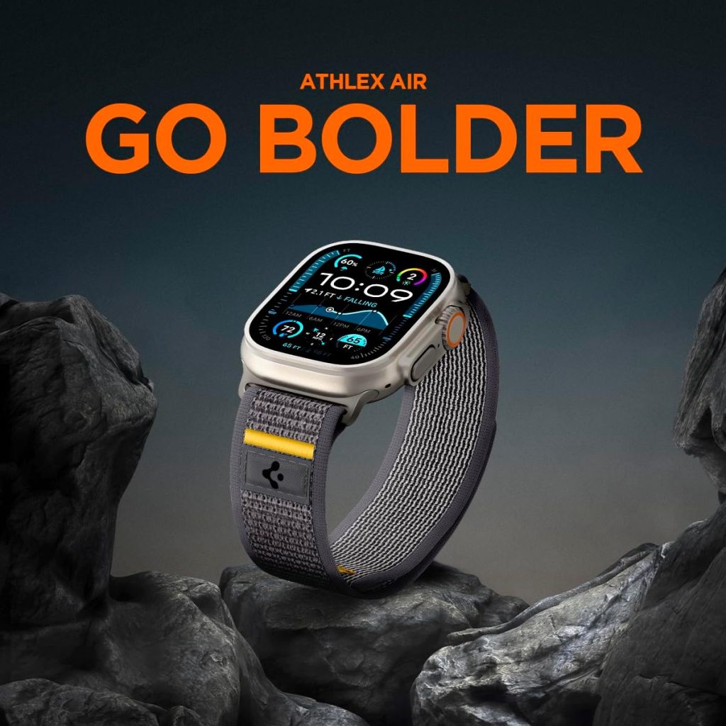 A smart watch on rocks