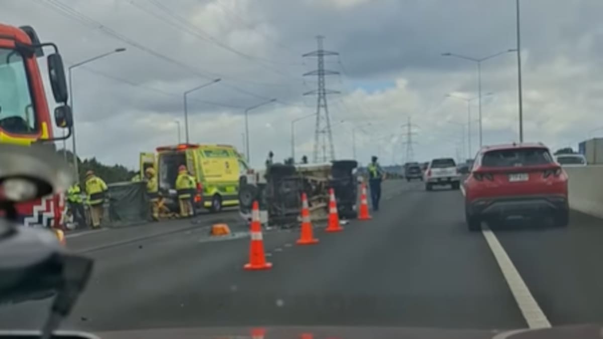 Car and truck crash on Southern Motorway causes serious injury, delays