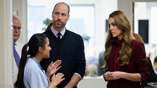 A staff member speaks to Britain's Prince William, Prince of Wales and Catherine, Princess of Wales at the neuro rehabilitation unit at Charing Cross Hospital, in London, Britain, January 8, 2026. REUTERS/Isabel Infantes/Pool(REUTERS)