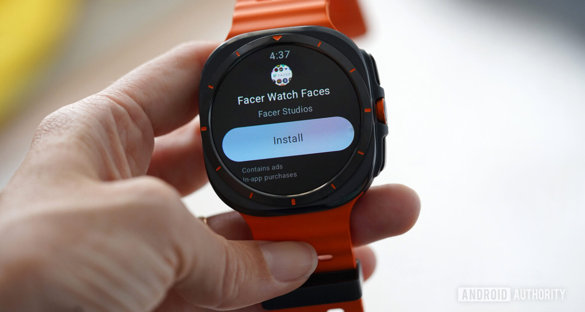 A user installs the Facer app on their Galaxy Watch Ultra.