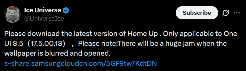Ice universe post Home Up update Ice universe's post on X about the new Home Up update