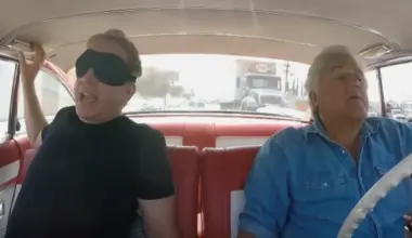 Tim Allen challenged to guess what car Jay Leno is driving as he sits in it blindfolded and people are left stunned