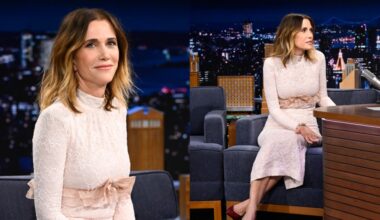 Kristen Wiig wears Alessandra Rich on "The Tonight Show Starring Jimmy Fallon" on Jan. 12 in New York City.