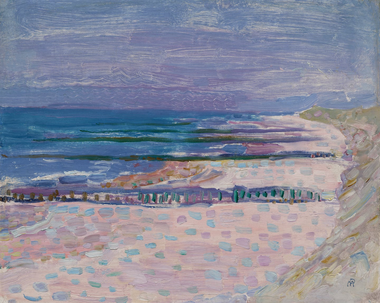 Piet Mondrian, "Beach with Five Piers at Domburg,"  1909. 