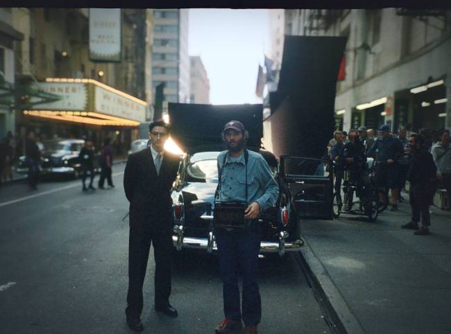 Timothée Chalamet and Josh Safdie on the set of 'Marty Supreme'