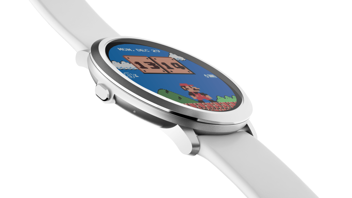 Pebble Round 2 Silver Mario