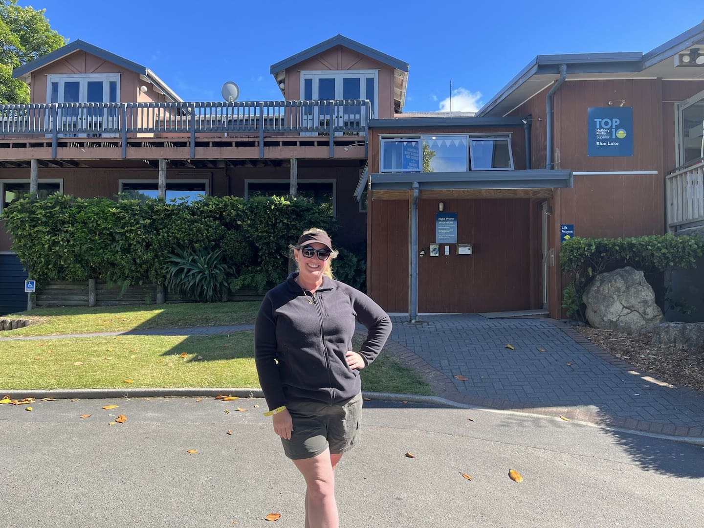 Blue Lake Top 10 Holiday Park camper Jenny Harris has been making the most of the shade as Rotorua heads into a run of hot summer weather. Photo / Annabel Reid