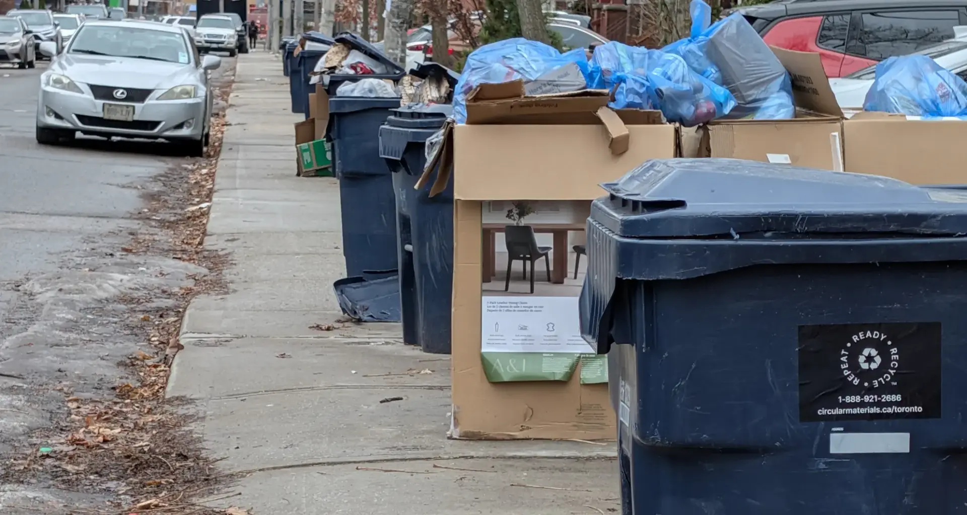 ‘They’re overflowing,’ Toronto man says recycling hasn’t been picked up in 11 days