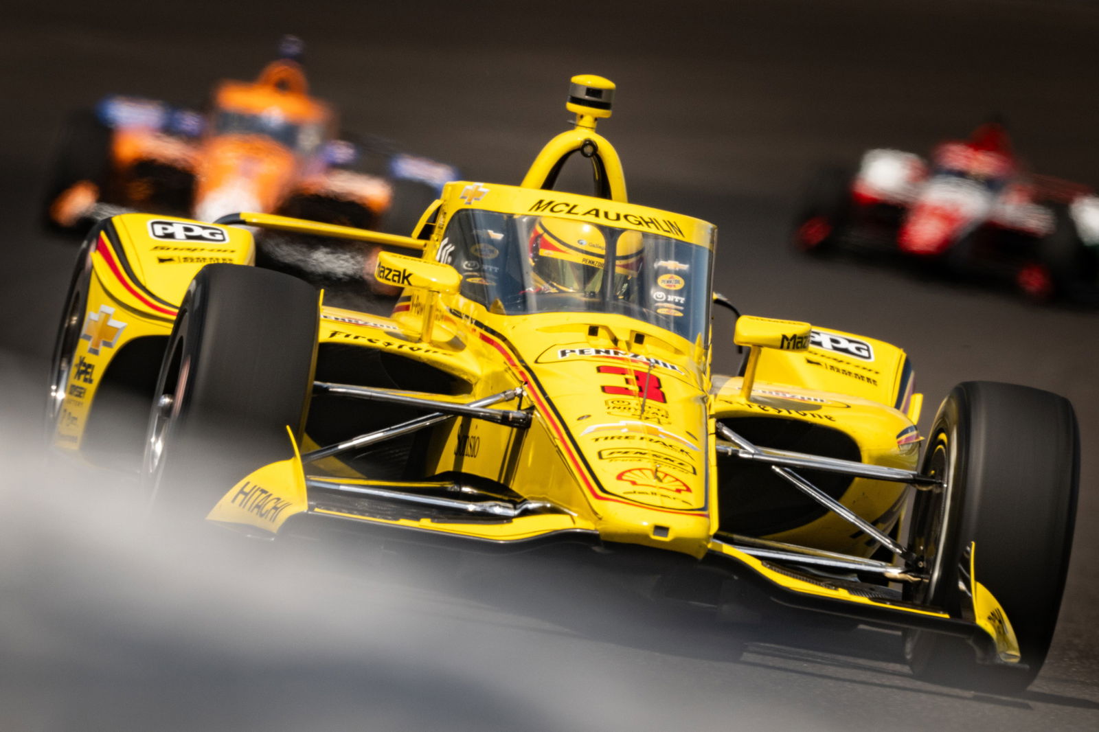 Scott McLaughlin drives the iconic 'Yellow Submarine' at the 2025 Indianapolis 500.