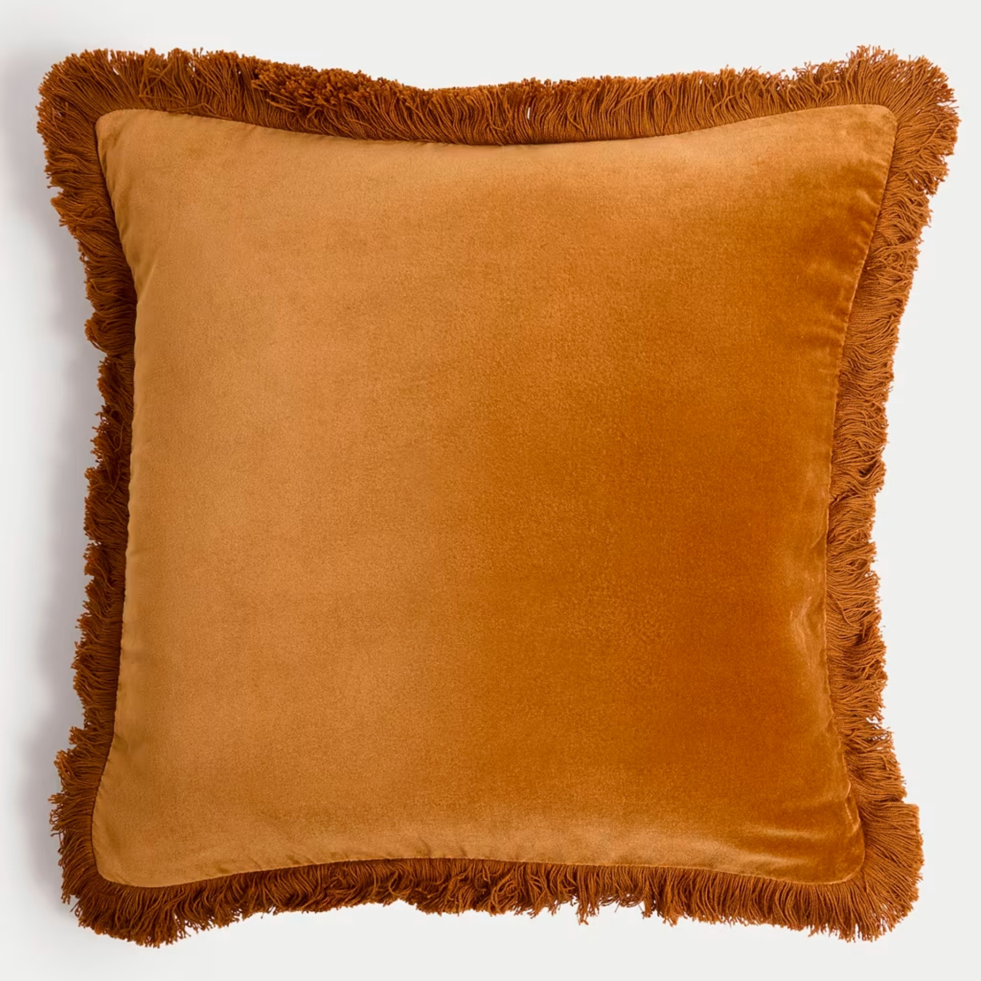 M&amp;S Pure Cotton Velvet Fringed Cushion