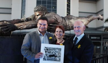 Iconic Sir Michael Jones statue outside Eden Park for sale, buyer can remove from venue
