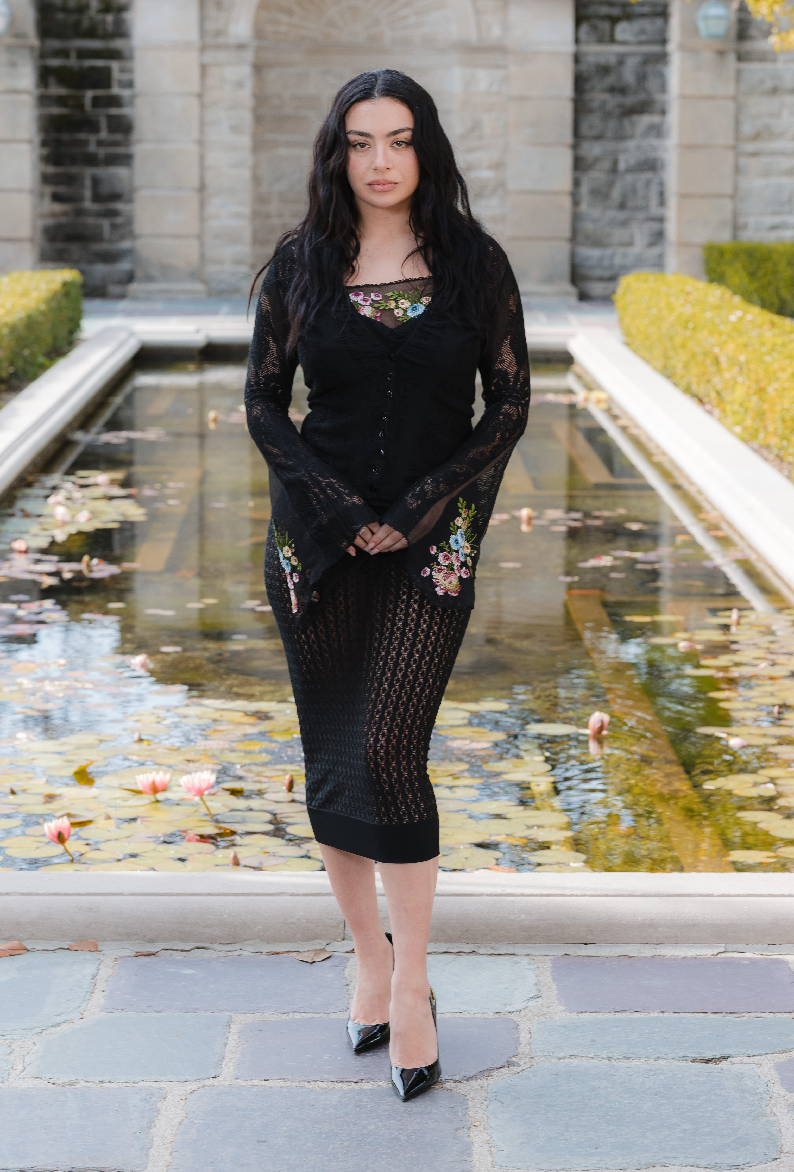 Charli xcx attended a Wuthering Heights press event in a vintage John Galliano blouse