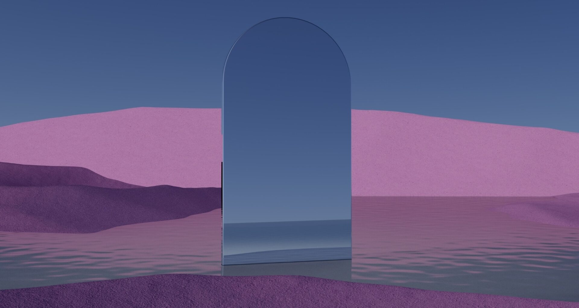 A Large Mirror Is Reflected In The Water Of A Lake