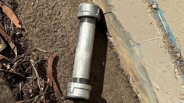 A pipe bomb found laying on concrete in Canberra's northwest. (Source: ACT Police)