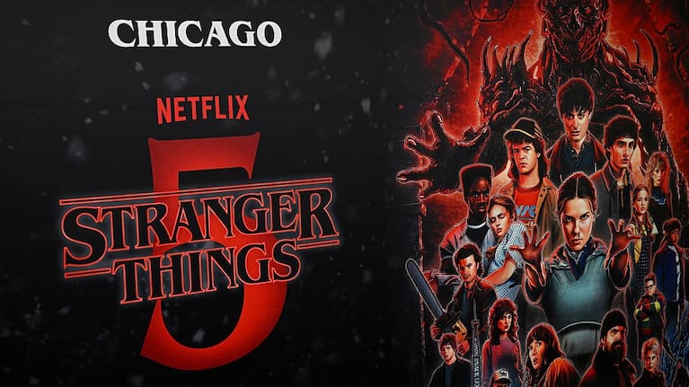 A view of signage during Netflix's Stranger Things Multi-City Series Finale Screening on December 31, 2025 in Chicago, Illinois.