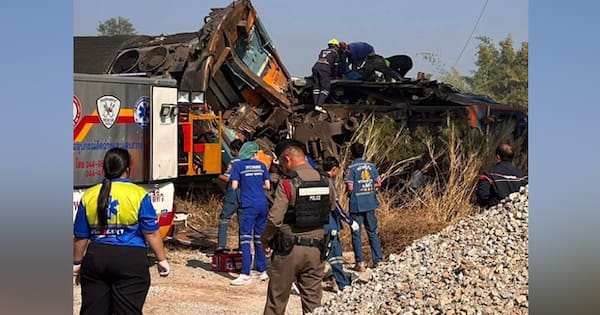 Construction crane falls on train in Thailand, killing at least 12