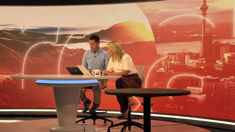 Ali and Chris rehearsing on the set last week.