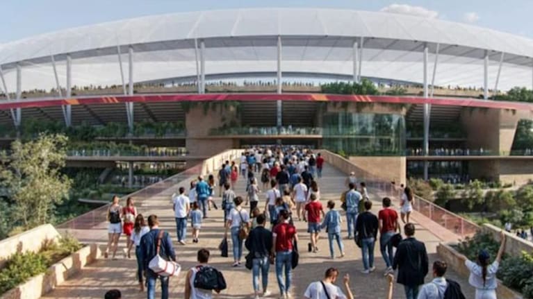 An artist's impression of Brisbane's 2032 Olympics stadium. (Source: Cox and Hassell)