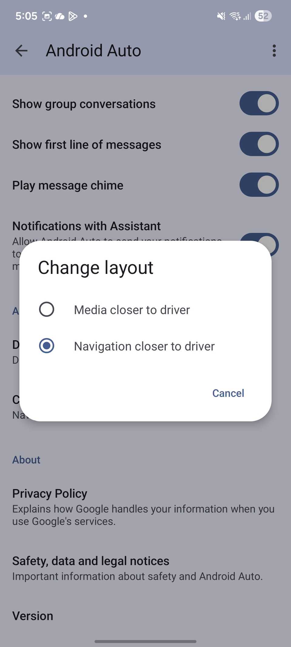 change Android Auto layout