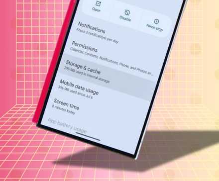 Image showing app info settings on Android with Storage & cache selected